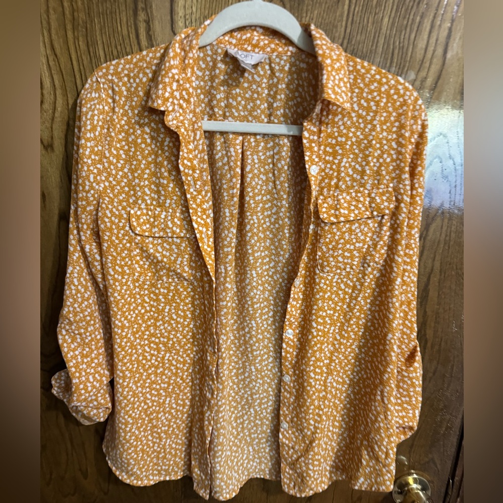 LOFT Mustard Button Down Blouse